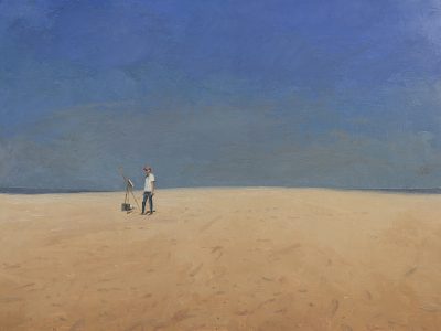 Claus Cordeiro na Praia da Aguda, 2024.
Óleo sobre contraplacado 30x40 cm. Preço s\ consulta.