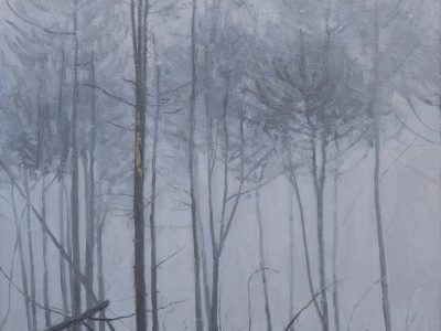 "Pinhal", 2026. Óleo sobre madeira, 21x30 cm.