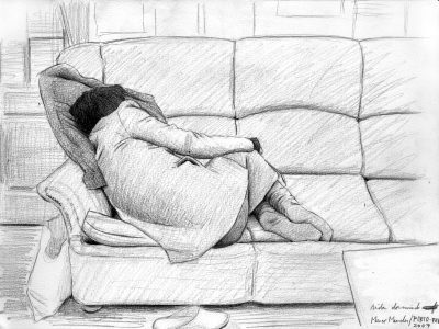 Aida dormindo, 2007, Grafite sobre papel, 32x23cm.