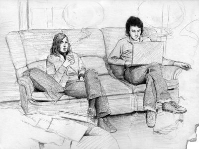 Sara e André, 2007, Grafite sobre papel, 42x30cm.